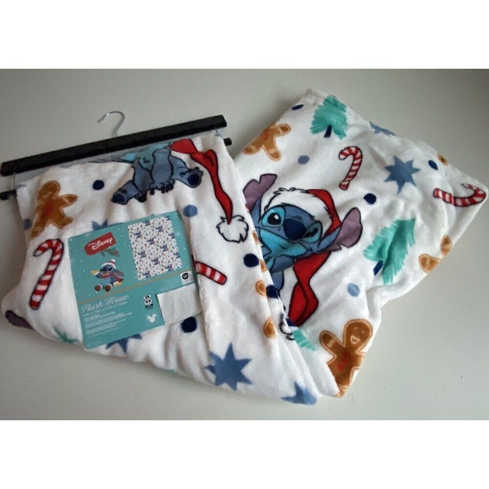 Disney Stitch Christmas Gingerbread Cookie Blanket Throw 50 X 70” Candy Cane NEW
